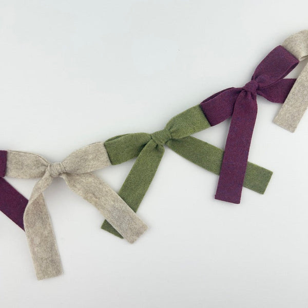 Bow Bunting (beige, sage, plum) - Eventide Pennant Co.