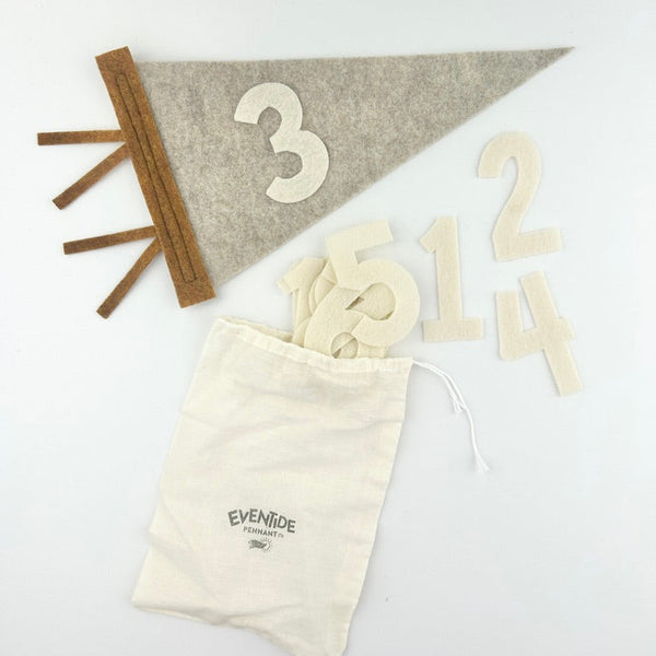 Monthly Milestone Pennant // beige with chestnut, block numbers - Eventide Pennant Co.