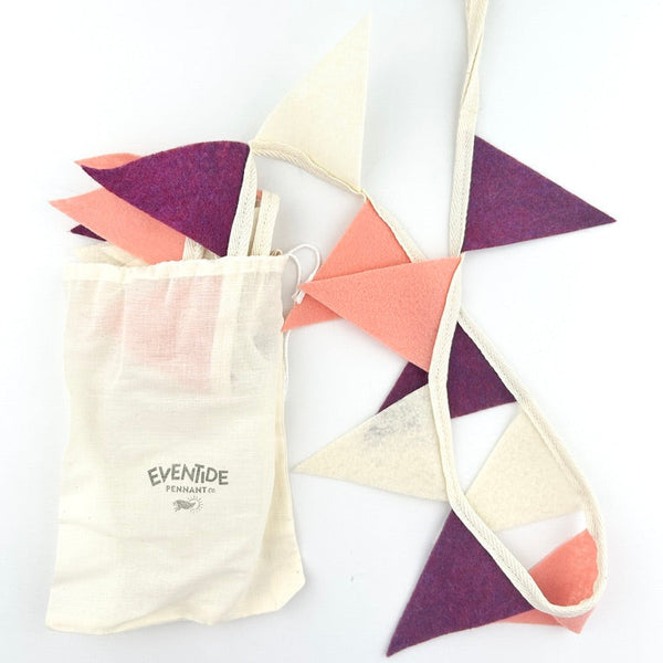 Bunting // cream, coral, plum - Eventide Pennant Co.