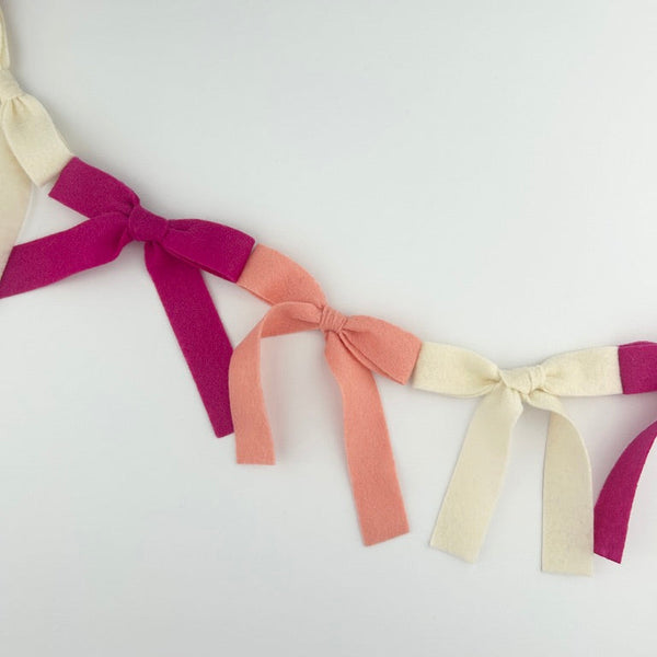 Bow Bunting (coral, cream, magenta) - Eventide Pennant Co.