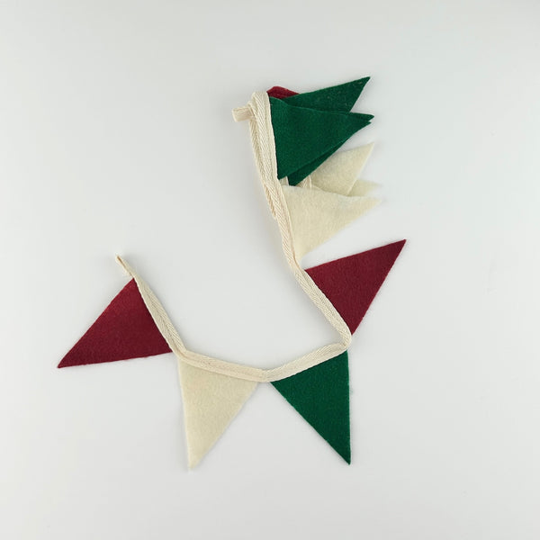 Christmas Bunting (3' - dark red/cream/forest) - Extras Sale - Eventide Pennant Co.