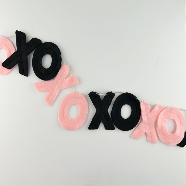 XOXO Banner (black/light pink) - Extras Sale - Eventide Pennant Co.