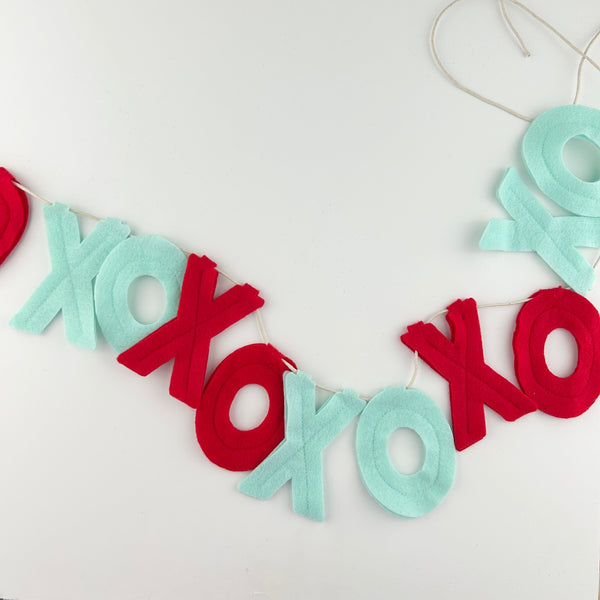XOXO Banner (mint/red) - Extras Sale - Eventide Pennant Co.